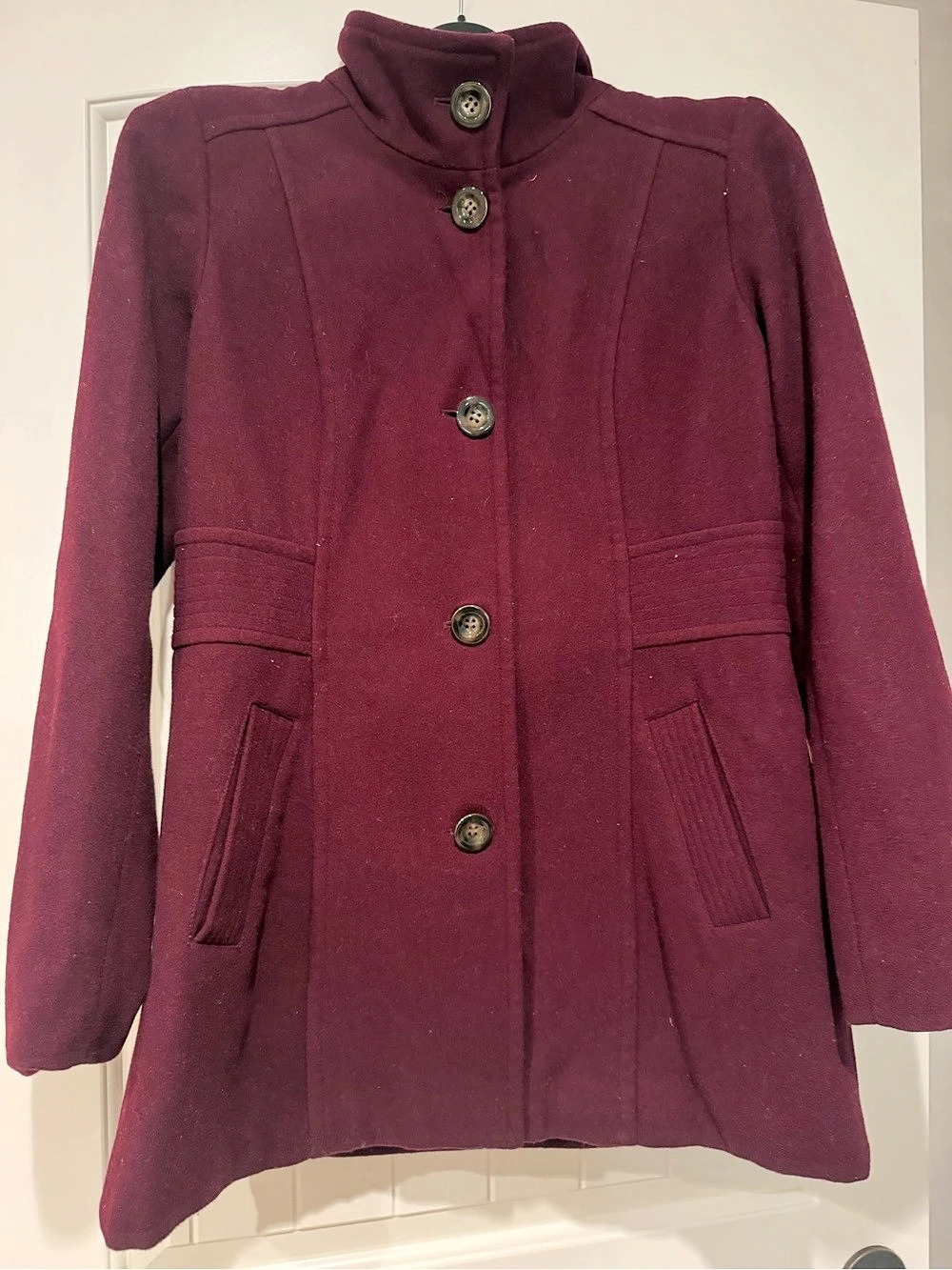 Burgundy Button-Front Coat